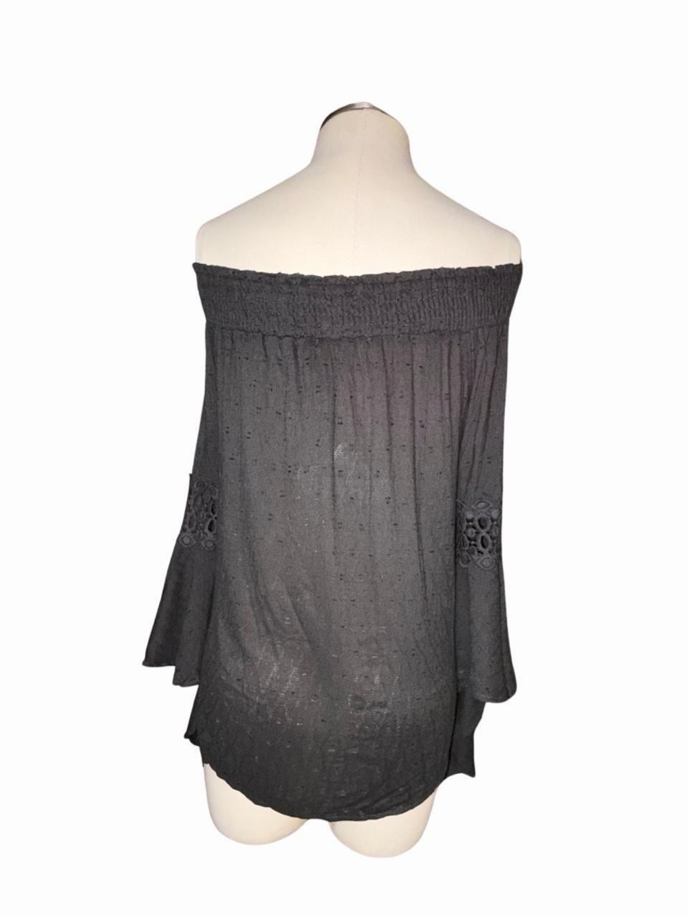 Angie Off-Shoulder Bell Sleeve Top - Charcoal - Picture 3 of 7
